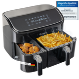 Sommertal Heißluftfritteuse HF DUAL 900 mit Doppelkammer | 9 Liter XXL Airfryer & Dörrgerät | 2850W