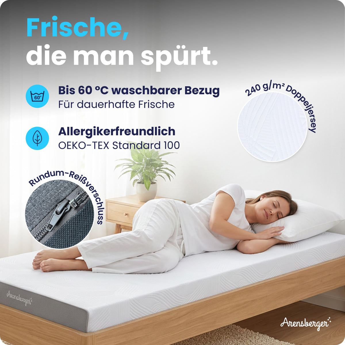 Arensberger LINA Gelschaum Matratze – 11 cm NANOCELL® Gel-Schaum – H3 Härtegrad