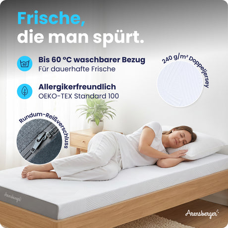 Arensberger LINA Gelschaum Matratze – 11 cm NANOCELL® Gel-Schaum – H3 Härtegrad