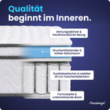 Arensberger VIKTORIA Taschenfederkernmatratze – 25 cm, 7-Zonen, integrierter Topper