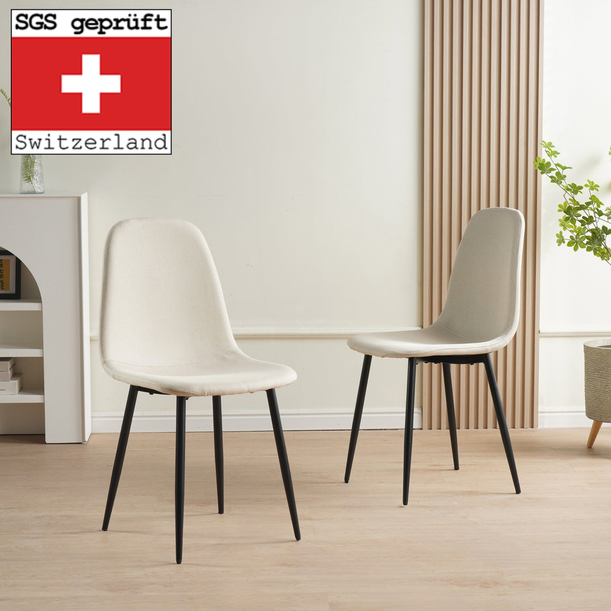 ALBATROS Designer Esszimmerstuhl BARI | 4er Set | Schwarz, Grau, Beige | Stoff Bezug