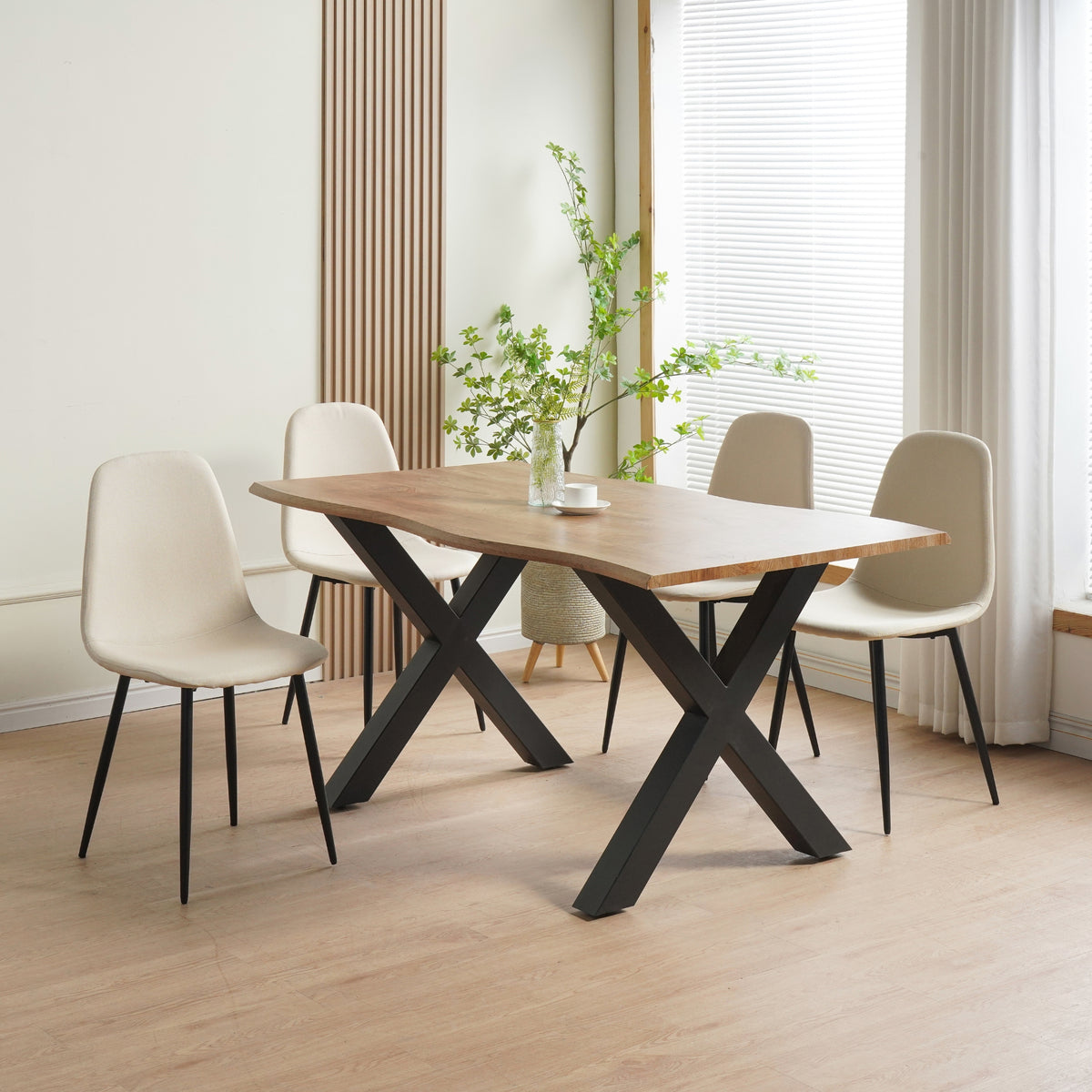 ALBATROS Designer Esszimmerstuhl BARI | 4er Set | Schwarz, Grau, Beige | Stoff Bezug