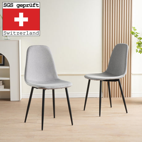 ALBATROS Designer Esszimmerstuhl BARI | 4er Set | Schwarz, Grau, Beige | Stoff Bezug