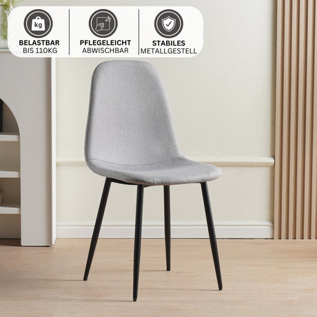 ALBATROS Designer Esszimmerstuhl BARI | 4er Set | Schwarz, Grau, Beige | Stoff Bezug