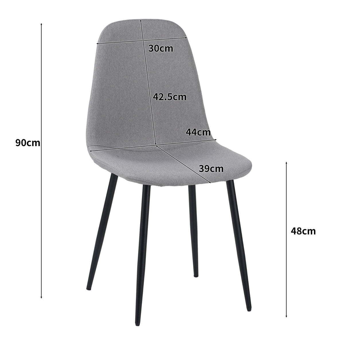 ALBATROS Designer Esszimmerstuhl BARI | 4er Set | Schwarz, Grau, Beige | Stoff Bezug