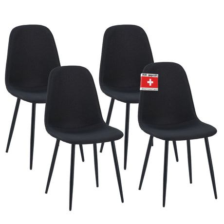 ALBATROS Designer Esszimmerstuhl BARI | 4er Set | Schwarz, Grau, Beige | Stoff Bezug