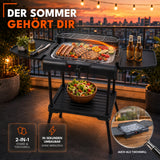 Sommertal BBQ231 Elektrogrill | Balkongrill | 2200W | Camping Grill | 2in1 Tischgrill mit Standfuß | Stufenloser Temperaturregler