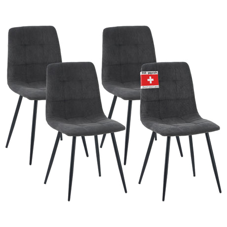 ALBATROS Designer Esszimmerstuhl BORA | 4er Set | Braun, Anthrazit, Beige | Cord Bezug