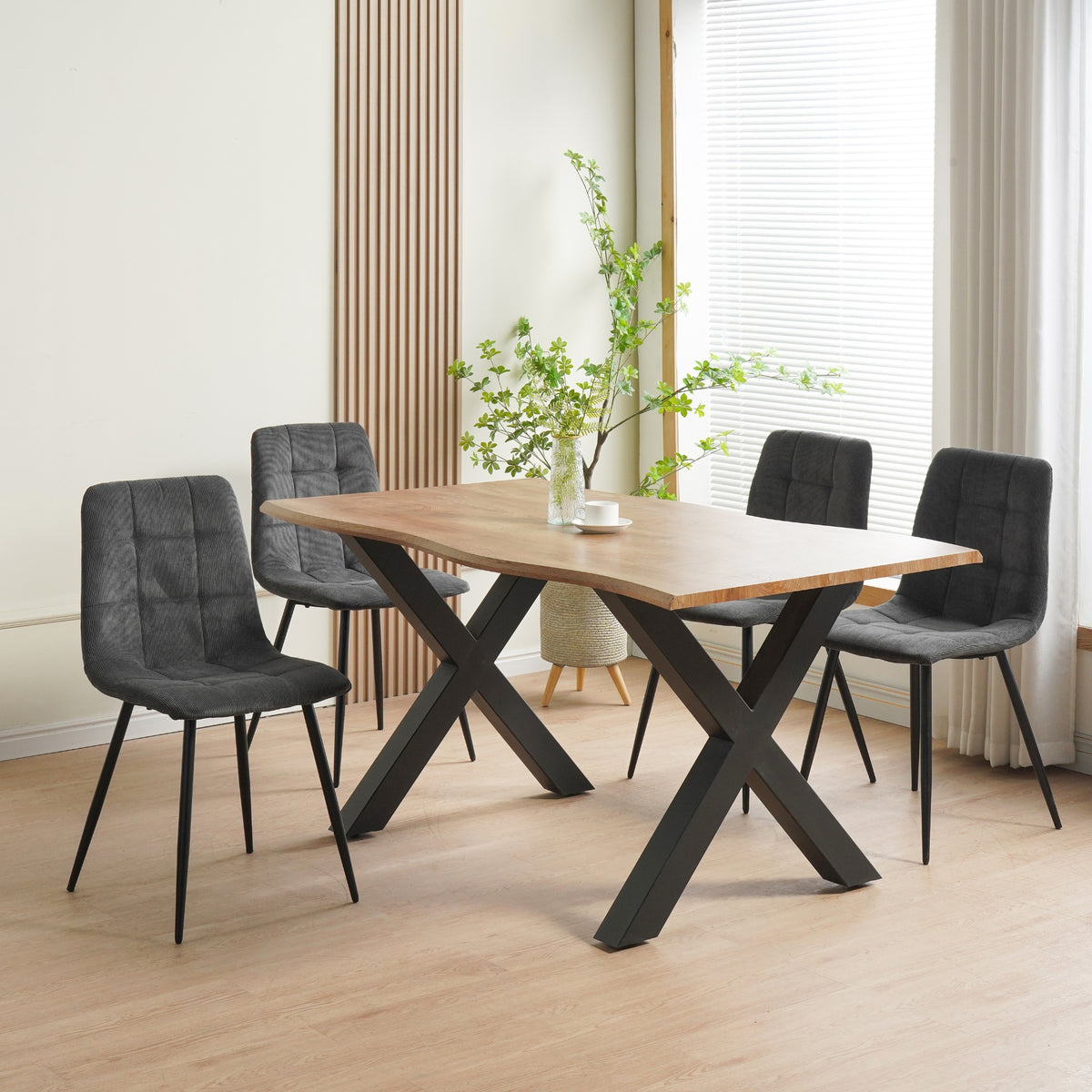 ALBATROS Designer Esszimmerstuhl BORA | 4er Set | Braun, Anthrazit, Beige | Cord Bezug
