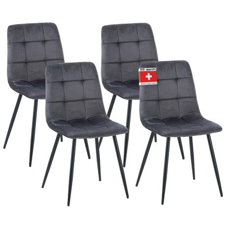 ALBATROS Designer Esszimmerstuhl BORA | 4er Set | Anthrazit, Grau, Beige | Samt Bezug