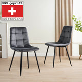 ALBATROS Designer Esszimmerstuhl BORA | 4er Set | Anthrazit, Grau, Beige | Samt Bezug