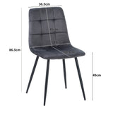 ALBATROS Designer Esszimmerstuhl BORA | 4er Set | Anthrazit, Grau, Beige | Samt Bezug