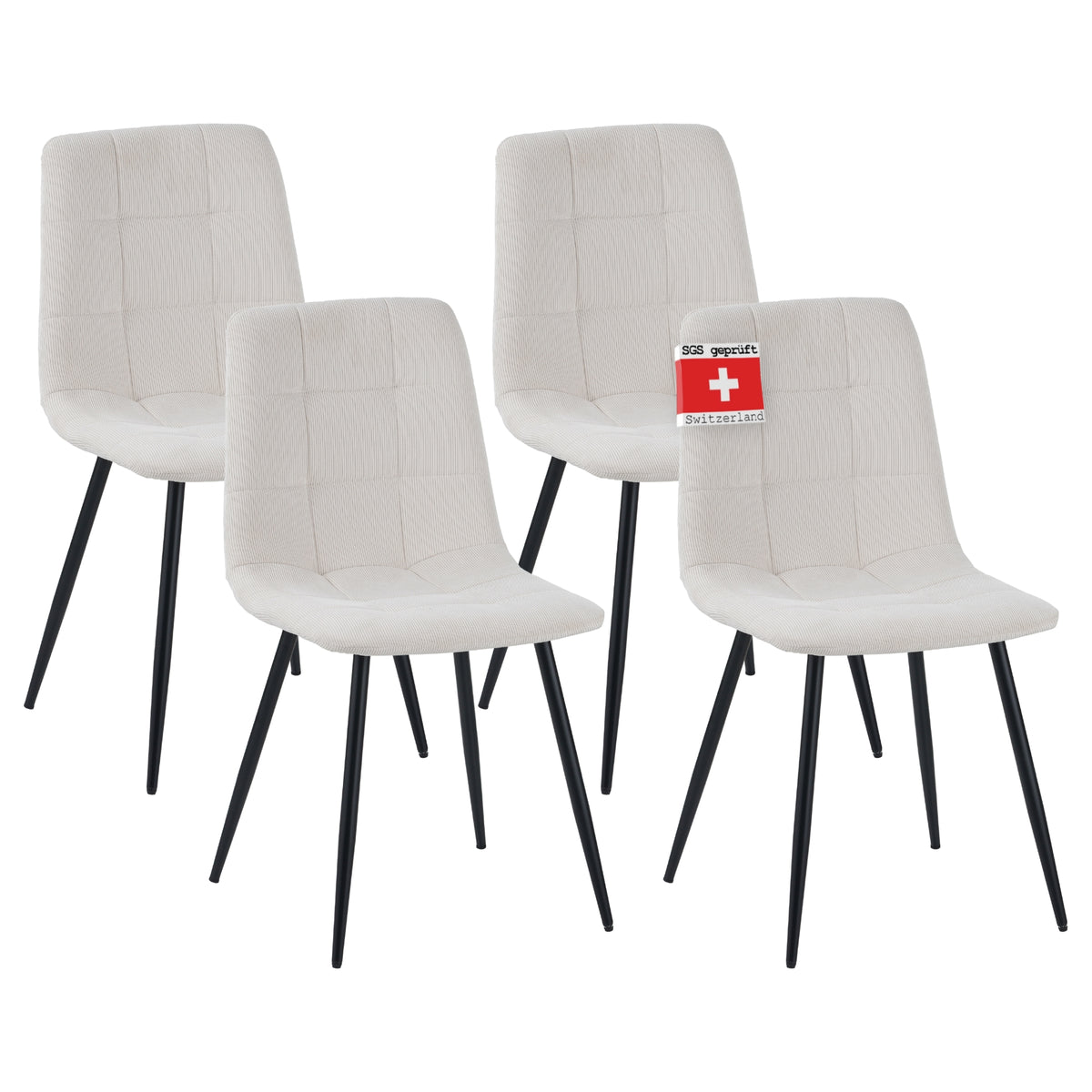 ALBATROS Designer Esszimmerstuhl BORA | 4er Set | Braun, Anthrazit, Beige | Cord Bezug