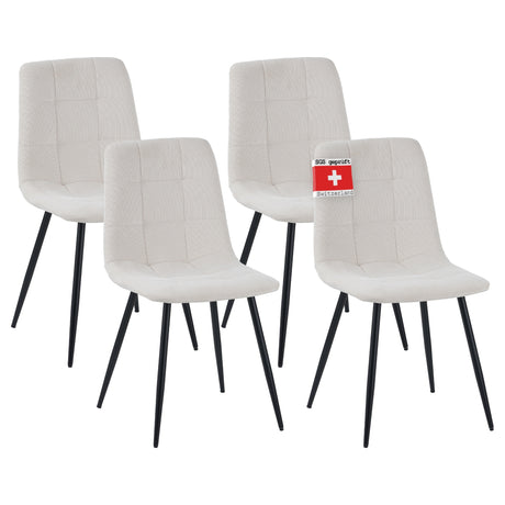 ALBATROS Designer Esszimmerstuhl BORA | 4er Set | Braun, Anthrazit, Beige | Cord Bezug