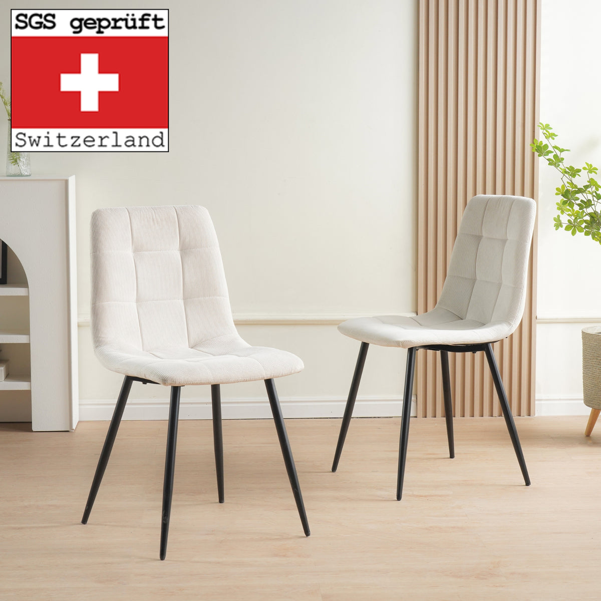 ALBATROS Designer Esszimmerstuhl BORA | 4er Set | Braun, Anthrazit, Beige | Cord Bezug