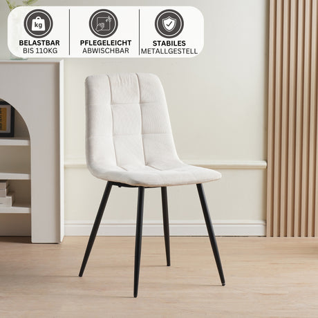 ALBATROS Designer Esszimmerstuhl BORA | 4er Set | Braun, Anthrazit, Beige | Cord Bezug