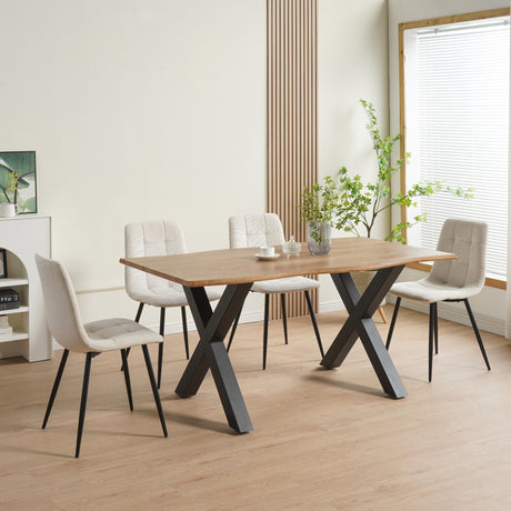 ALBATROS Designer Esszimmerstuhl BORA | 4er Set | Braun, Anthrazit, Beige | Cord Bezug