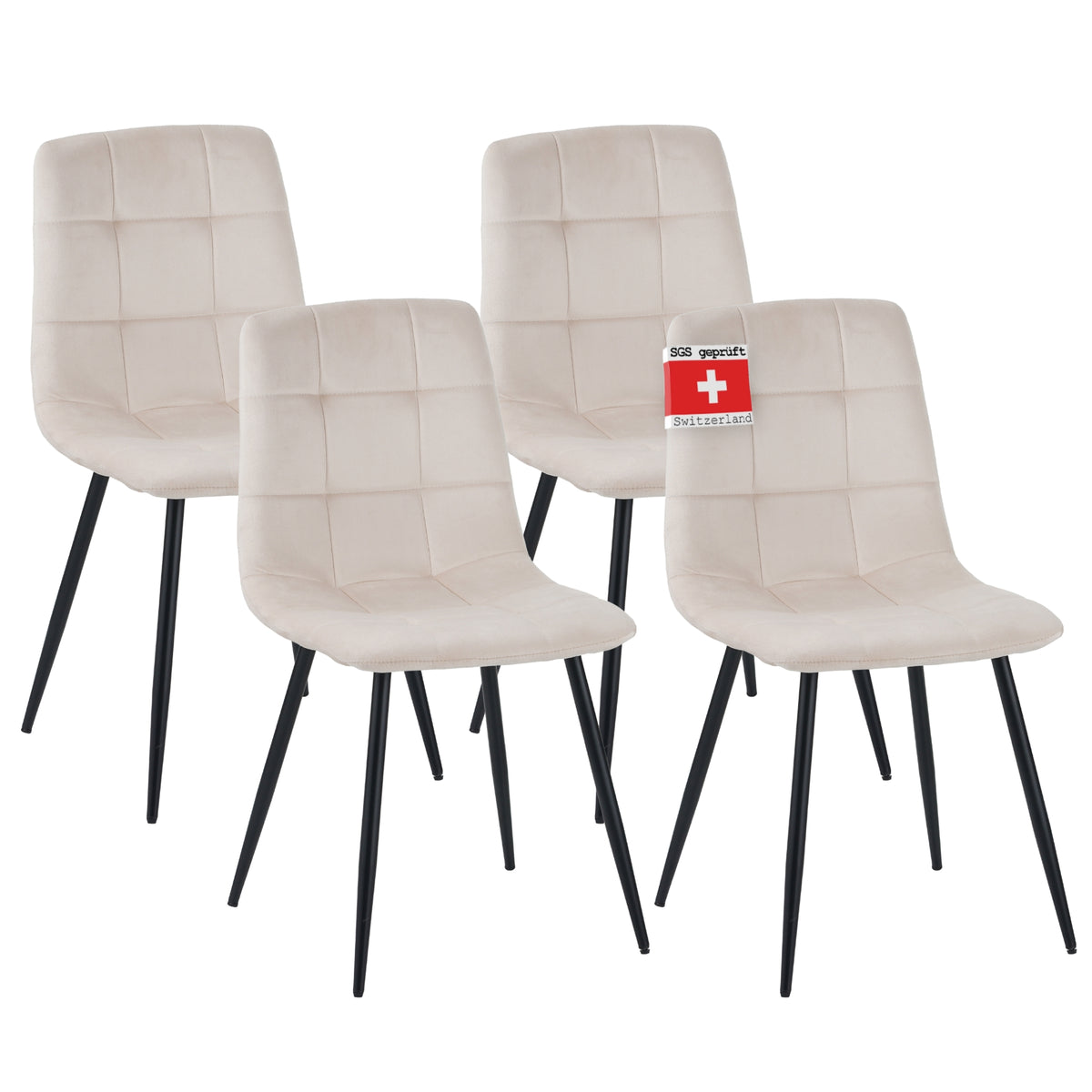 ALBATROS Designer Esszimmerstuhl BORA | 4er Set | Anthrazit, Grau, Beige | Samt Bezug