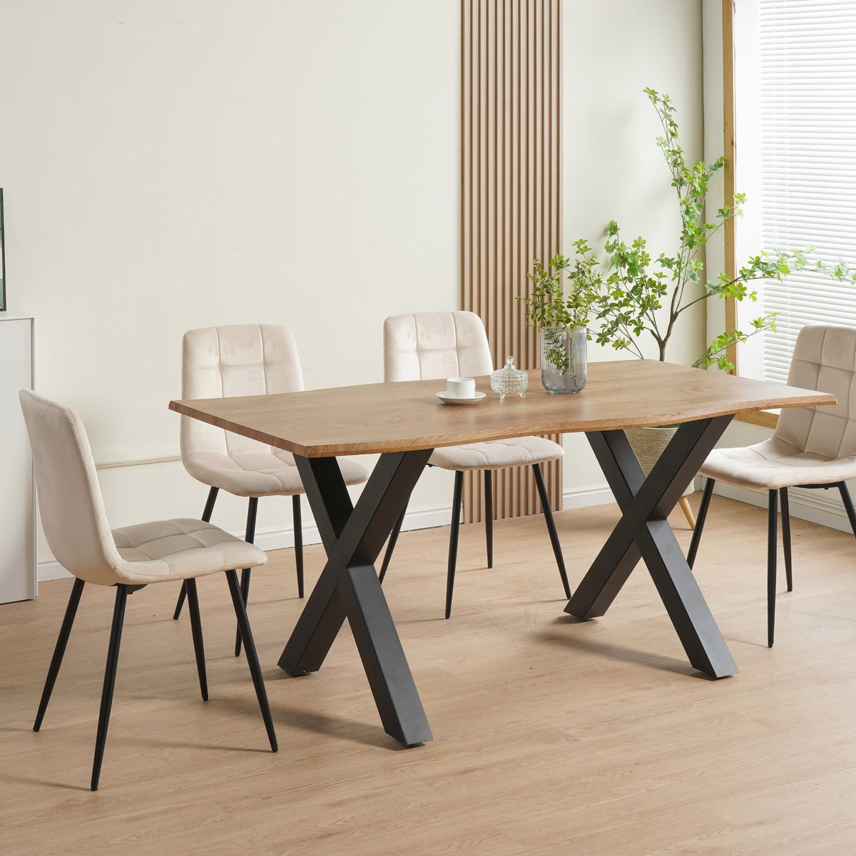 ALBATROS Designer Esszimmerstuhl BORA | 4er Set | Anthrazit, Grau, Beige | Samt Bezug