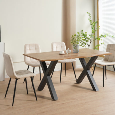 ALBATROS Designer Esszimmerstuhl BORA | 4er Set | Anthrazit, Grau, Beige | Samt Bezug