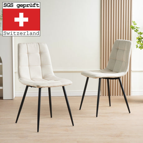 ALBATROS Designer Esszimmerstuhl BORA | 4er Set | Schwarz, Grau, Beige | Stoff Bezug
