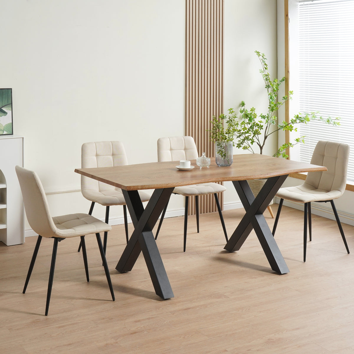 ALBATROS Designer Esszimmerstuhl BORA | 4er Set | Schwarz, Grau, Beige | Stoff Bezug