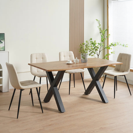 ALBATROS Designer Esszimmerstuhl BORA | 4er Set | Schwarz, Grau, Beige | Stoff Bezug