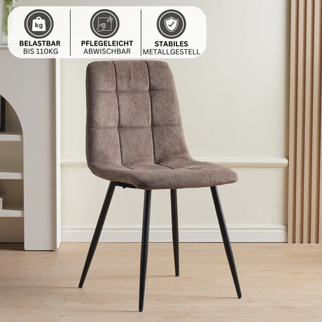 ALBATROS Designer Esszimmerstuhl BORA | 4er Set | Braun, Anthrazit, Beige | Cord Bezug