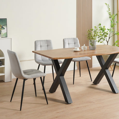 ALBATROS Designer Esszimmerstuhl BORA | 4er Set | Anthrazit, Grau, Beige | Samt Bezug