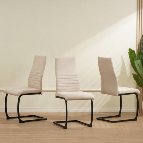 ALBATROS Freischwinger Designerstuhl TURANO | 4er Set | Schwarz, Grau, Beige | Stoff Bezug