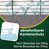 Bistroset 3-teilig, klappbarer Bistrotisch mit 2 Stühlen