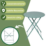 Bistroset 3-teilig, klappbarer Bistrotisch mit 2 Stühlen