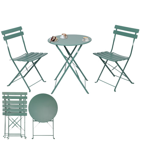 Bistroset 3-teilig, klappbarer Bistrotisch mit 2 Stühlen