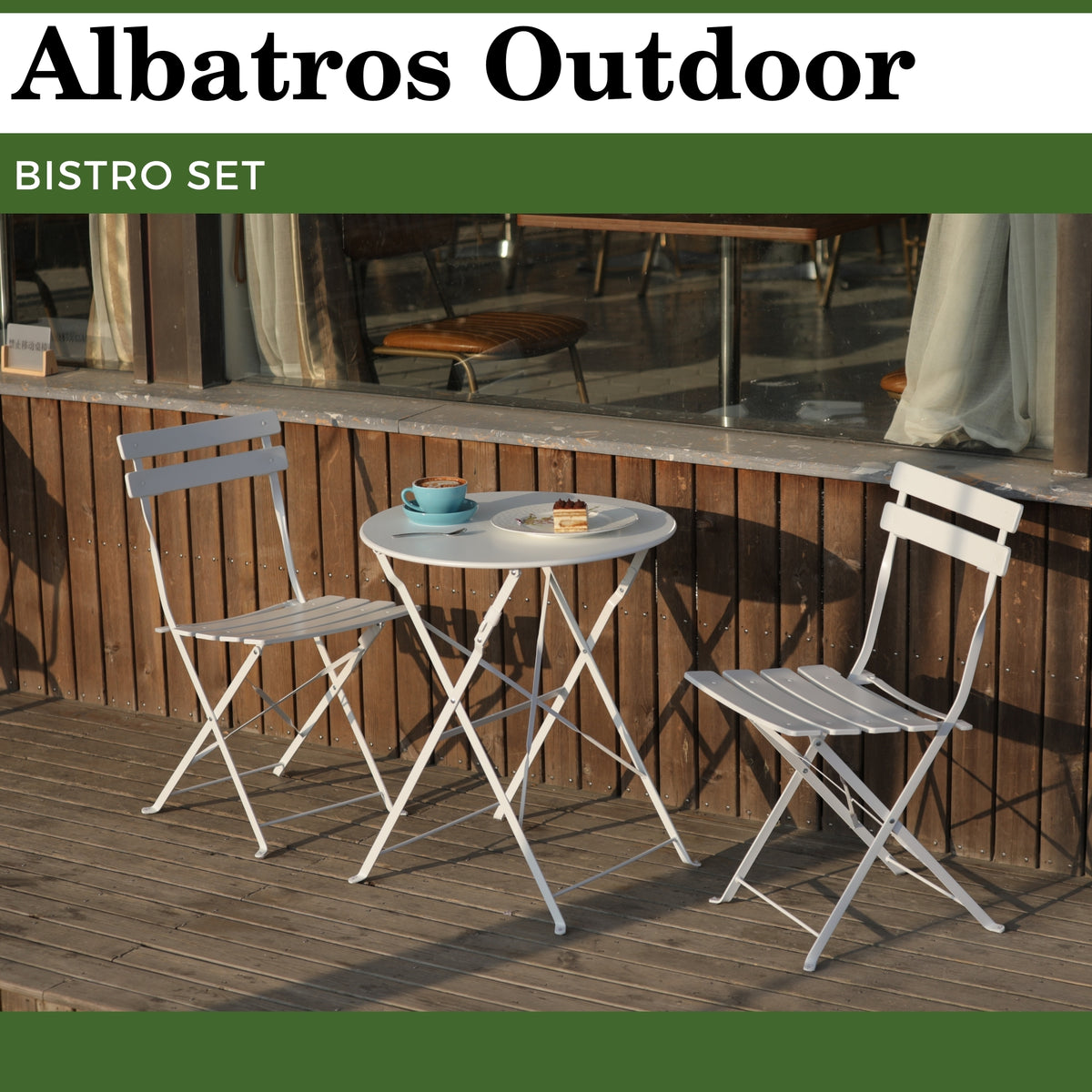 Bistroset 3-teilig, klappbarer Bistrotisch mit 2 Stühlen