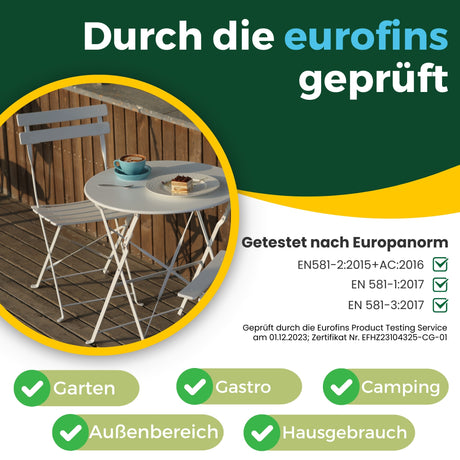 Bistroset 3-teilig, klappbarer Bistrotisch mit 2 Stühlen