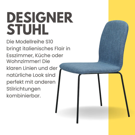 RAVINO Designer Stapelstühle 4er Set ENNA  / S10 mit Stoffbezug, Konferenzstühle Besucherstühle
