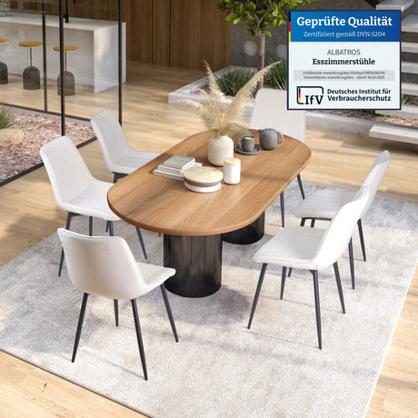 ALBATROS Designer Esszimmerstuhl BOSA | 2er Set | Schwarz, Grau, Beige | Samt Bezug