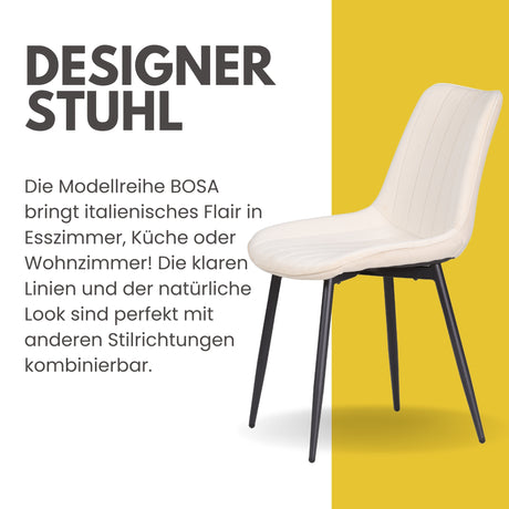 ALBATROS Designer Esszimmerstuhl BOSA | 2er Set | Schwarz, Grau, Beige | Samt Bezug