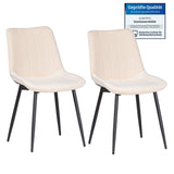 ALBATROS Designer Esszimmerstuhl BOSA | 2er Set | Schwarz, Grau, Beige | Samt Bezug