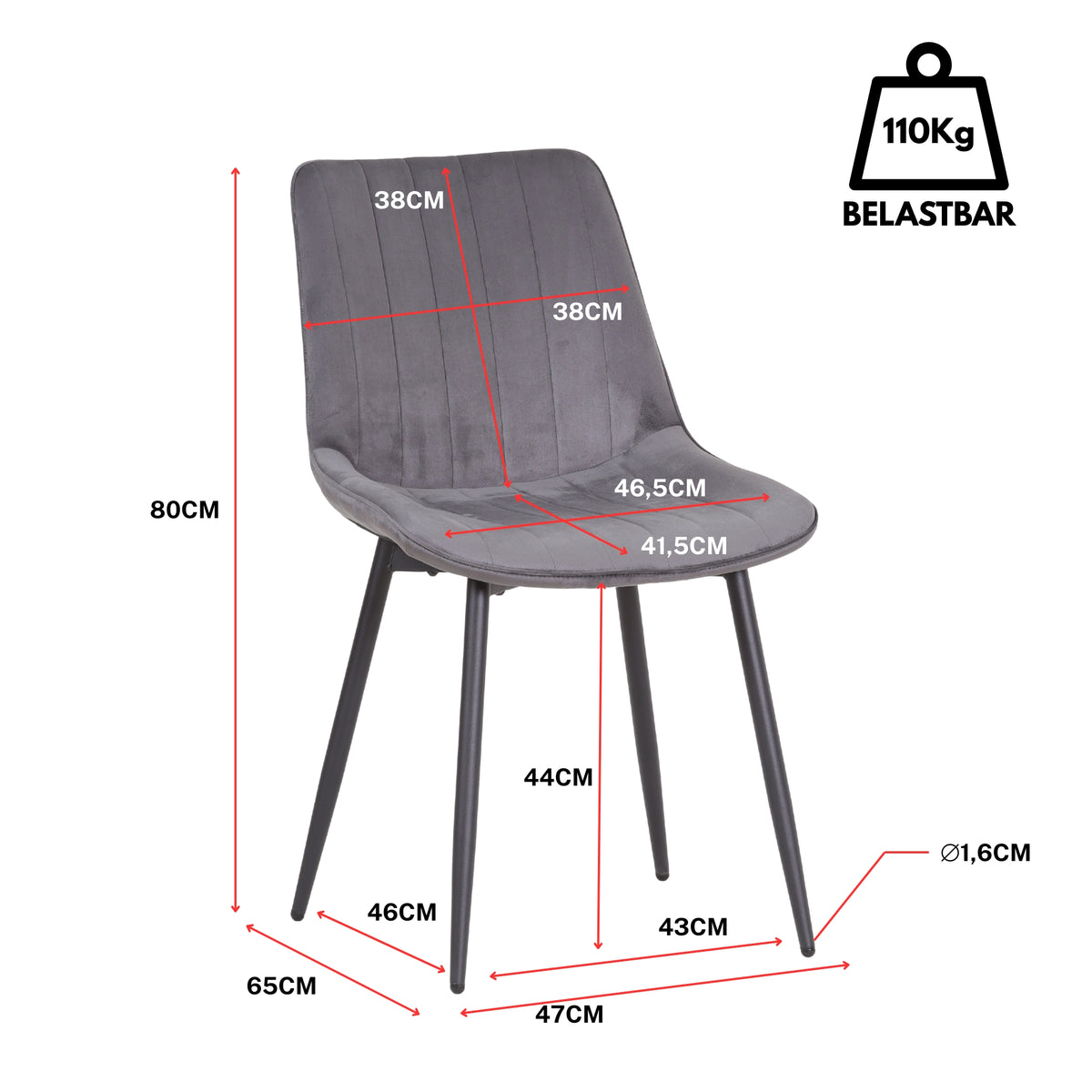 ALBATROS Designer Esszimmerstuhl BOSA | 2er Set | Schwarz, Grau, Beige | Samt Bezug