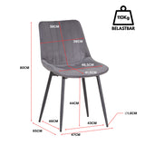 ALBATROS Designer Esszimmerstuhl BOSA | 2er Set | Schwarz, Grau, Beige | Samt Bezug