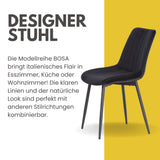ALBATROS Designer Esszimmerstuhl BOSA | 2er Set | Schwarz, Grau, Beige | Samt Bezug