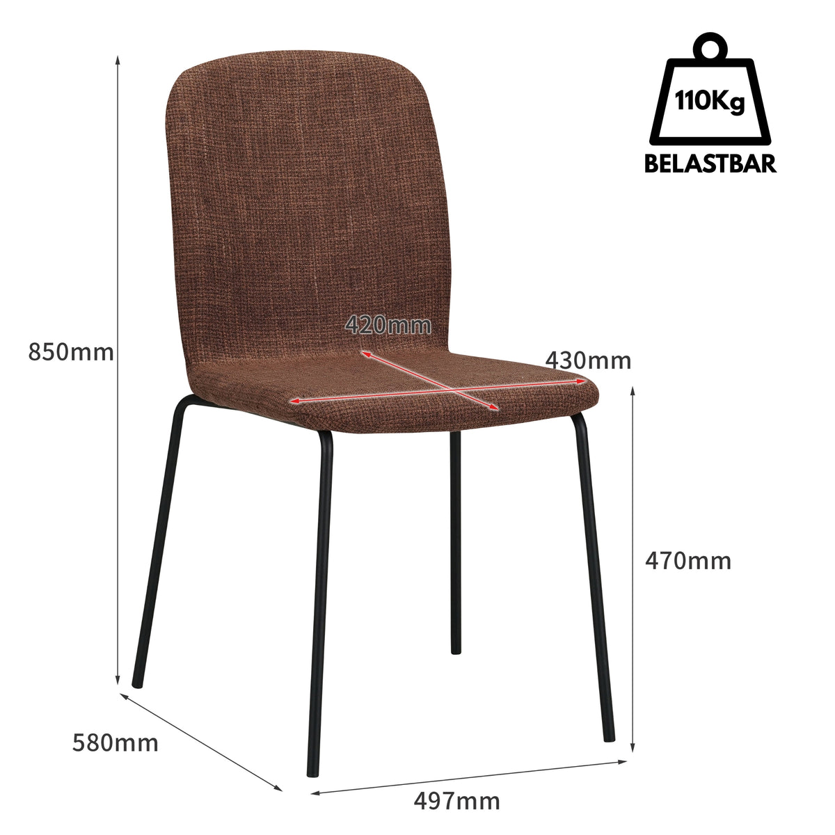 RAVINO Designer Stapelstühle 4er Set ENNA  / S10 mit Stoffbezug, Konferenzstühle Besucherstühle