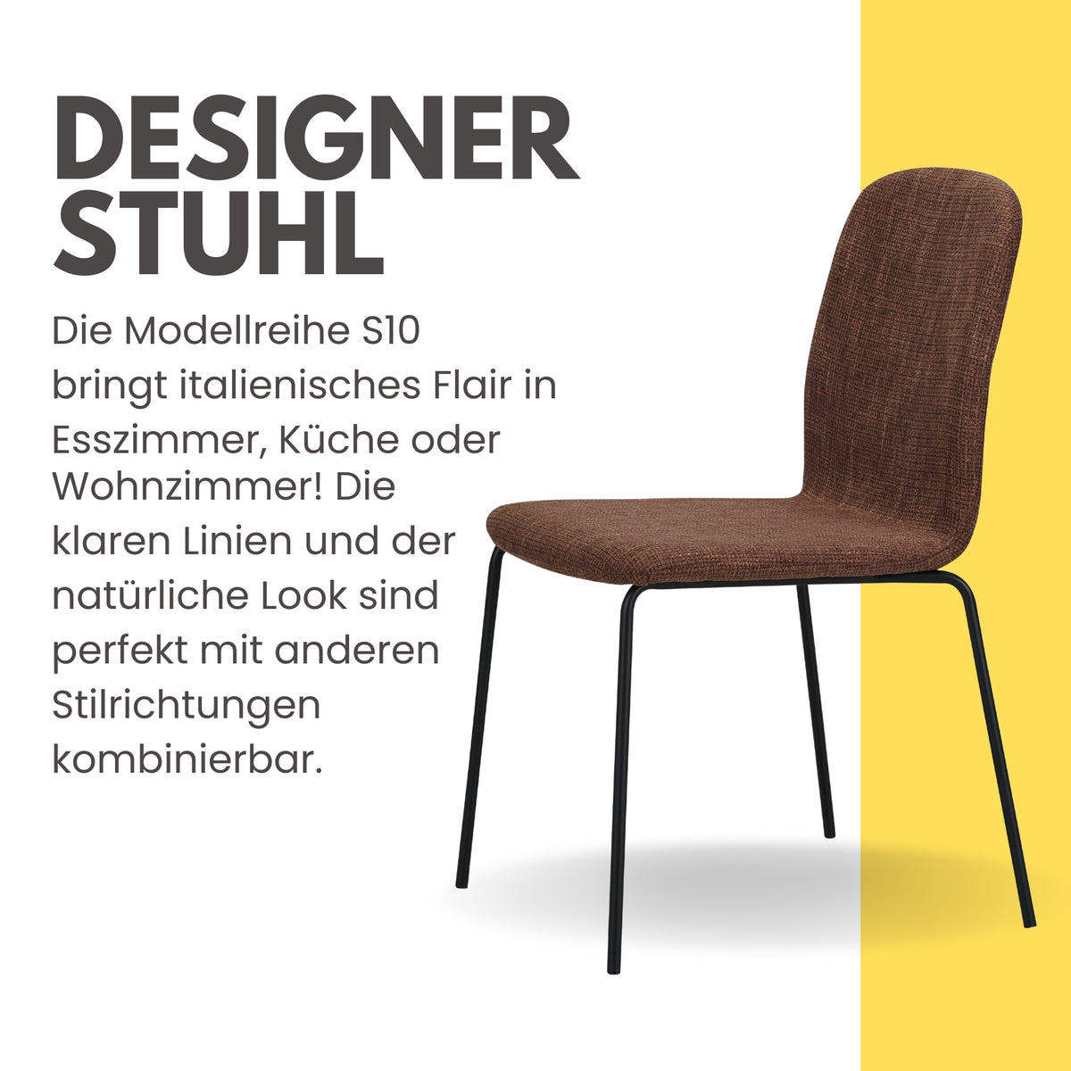 RAVINO Designer Stapelstühle 4er Set ENNA  / S10 mit Stoffbezug, Konferenzstühle Besucherstühle