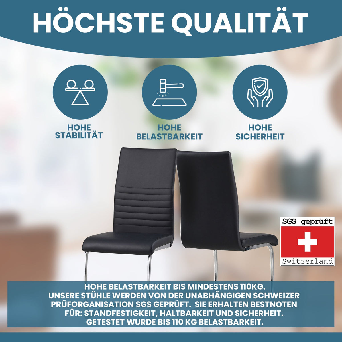 ALBATROS Freischwinger Designerstuhl BURANO | 4er Set | Schwarz, Grau, Beige, Braun, Weiß | Kunstleder Bezug