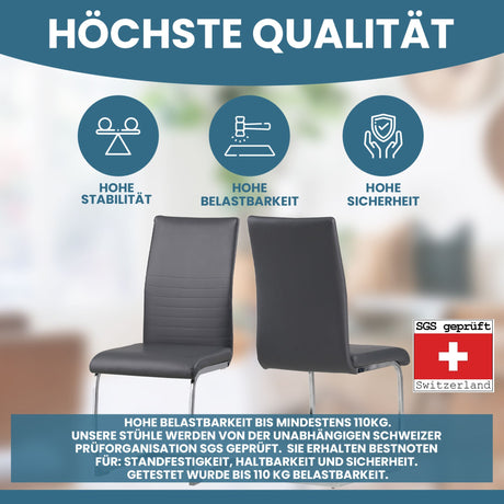 ALBATROS Freischwinger Designerstuhl BURANO | 4er Set | Schwarz, Grau, Beige, Braun, Weiß | Kunstleder Bezug