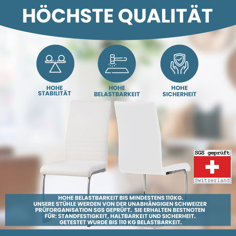 ALBATROS Freischwinger Designerstuhl BURANO | 4er Set | Schwarz, Grau, Beige, Braun, Weiß | Kunstleder Bezug