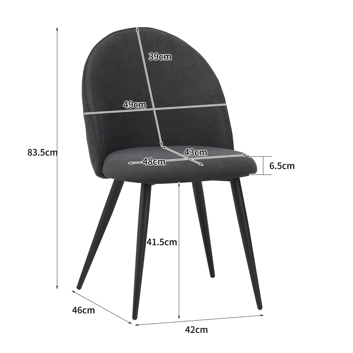 ALBATROS Designer Esszimmerstuhl CAPO | 4er Set | Schwarz, Grau, Beige | Stoff Bezug