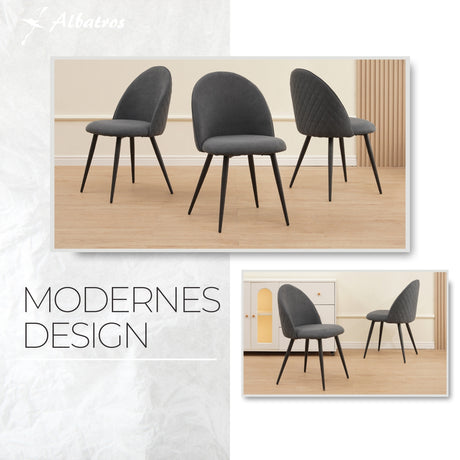 ALBATROS Designer Esszimmerstuhl CAPO | 4er Set | Schwarz, Grau, Beige | Stoff Bezug