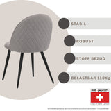 ALBATROS Designer Esszimmerstuhl CAPO | 4er Set | Schwarz, Grau, Beige | Stoff Bezug